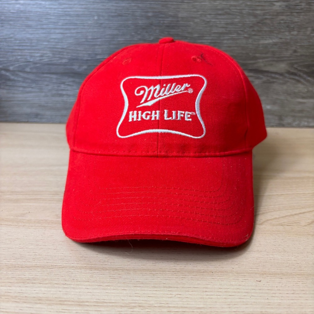 Miller Lite Hat Cap Strap Back Red Beer Vintage Logo Adjustable